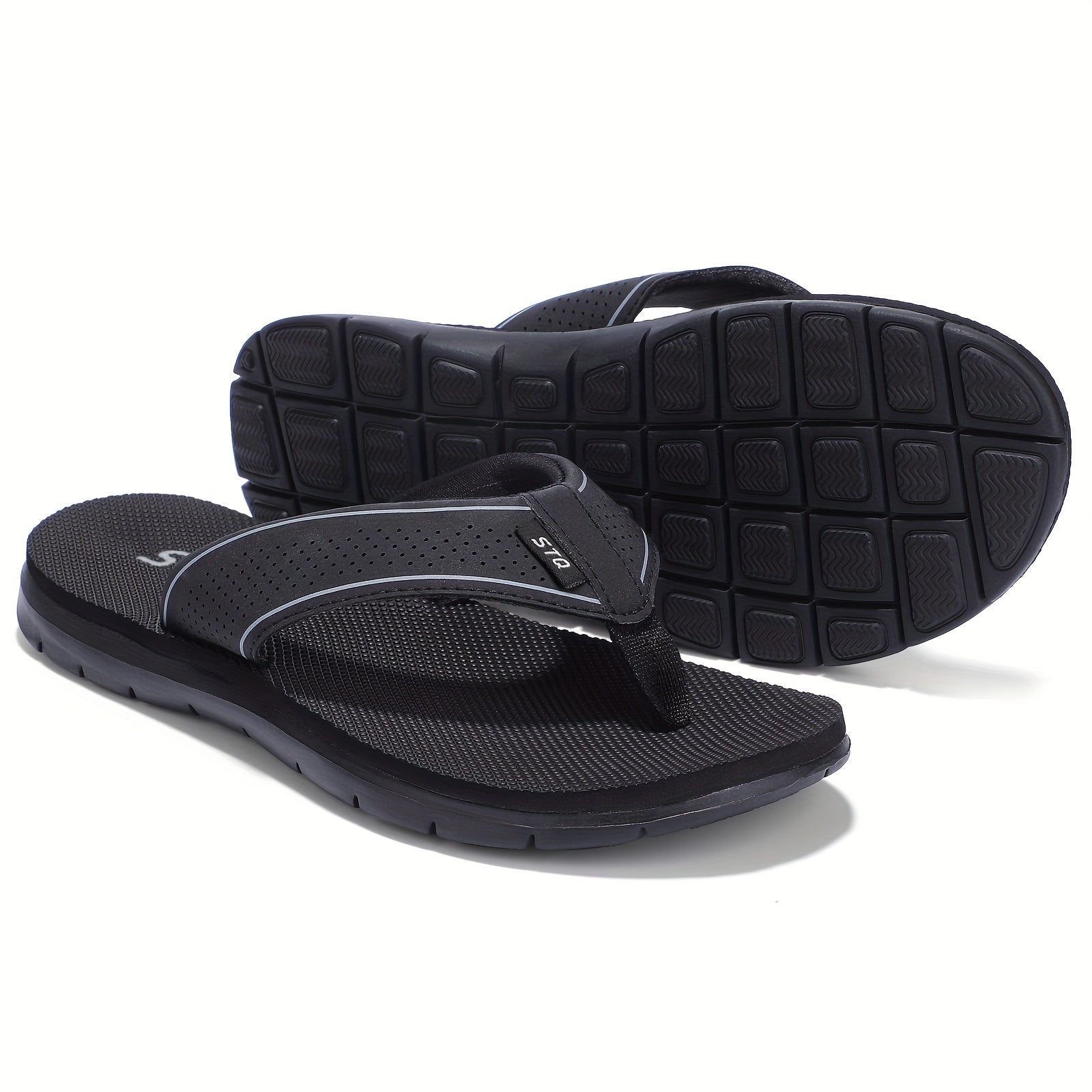 STQ Women's Non-Slip Lightweight Flip Flops with Yoga Mat Texture - Slip-On Thick Cushioned EVA Sole, Breathable Fabric Upper for Beach, Pool, Yoga & Casual Summer Wear, Pool Flip Flops | Minimalist Design | EVA Cushioned Sole