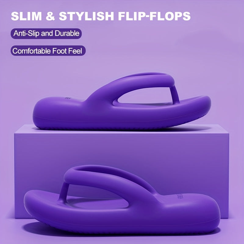 Women'S EVA Flip Flops | Stylish & Comfortable Thick Sole Beach Sandals | Anti-Slip, Durable, All-Season Slip-On Footwear with Flat Heel | Purple, Non-Slip Sandals | Casual Summer Footwear | EVA Material, Beach Shoes