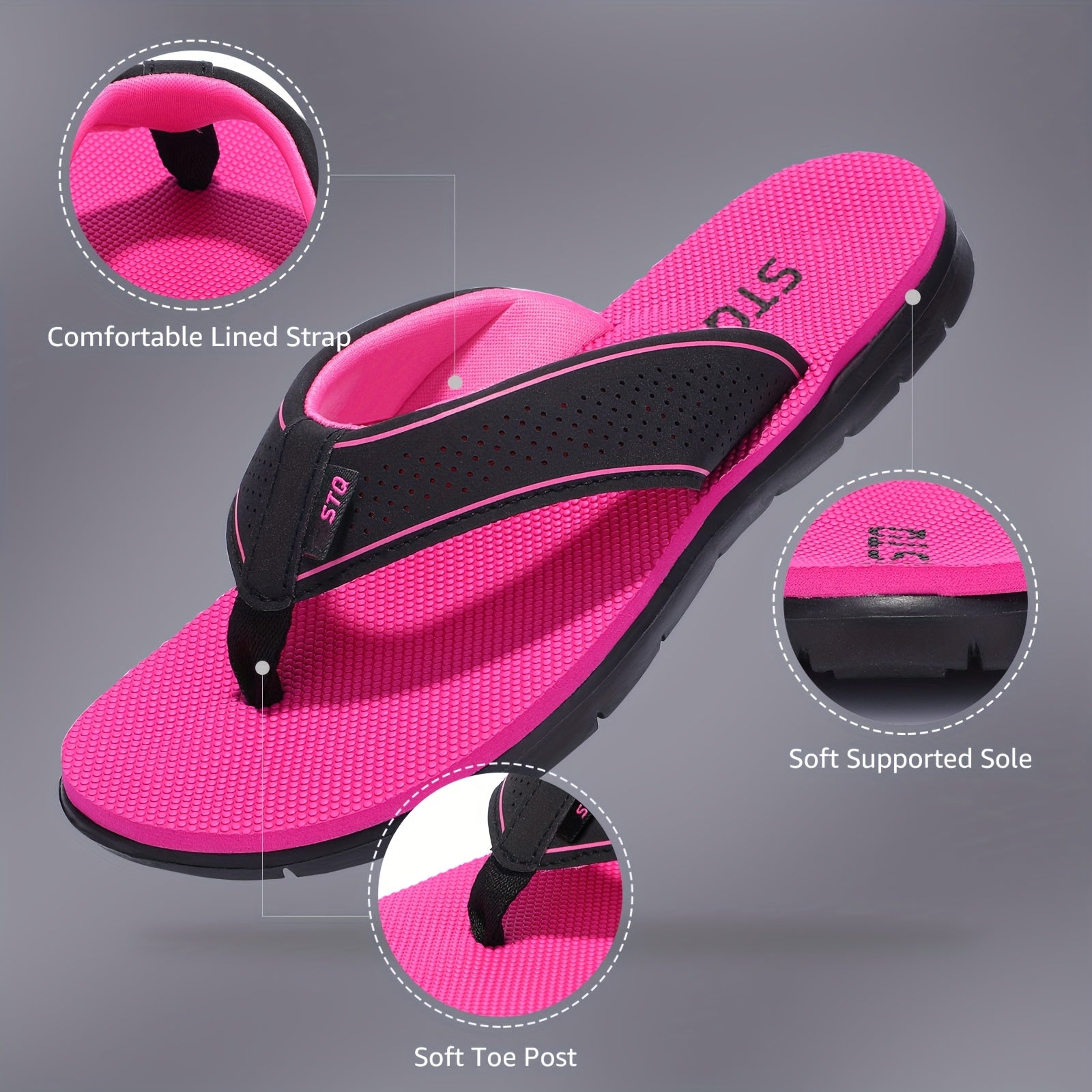 [Slip Resistant | Comfortable] Comfortable Slip Resistant Women's Solid Color Open Toe Flip Flops | EVA Insole and Sole, Fabric Upper and Inner | for Beach