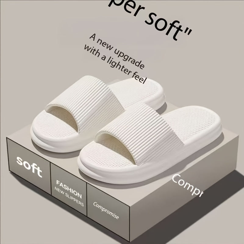 Unisex Summer Slides - Soft, Non-Slip EVA Thick Sole Sandals for Men and Women, Lightweight & Comfortable Casual Beach Flip-Flops, Fashionable White Design with Upgraded Lighter Feel, Beach Shoes, Comfortable Footwear, Slipon Footwear, Cushioned Insole