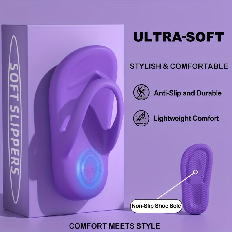 Women'S EVA Flip Flops | Stylish & Comfortable Thick Sole Beach Sandals | Anti-Slip, Durable, All-Season Slip-On Footwear with Flat Heel | Purple, Non-Slip Sandals | Casual Summer Footwear | EVA Material, Beach Shoes