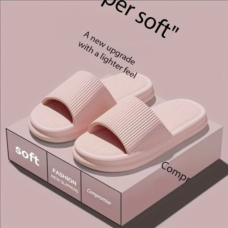 Unisex Summer Slides - Soft, Non-Slip EVA Thick Sole Sandals for Men and Women, Lightweight & Comfortable Casual Beach Flip-Flops, Fashionable White Design with Upgraded Lighter Feel, Beach Shoes, Comfortable Footwear, Slipon Footwear, Cushioned Insole