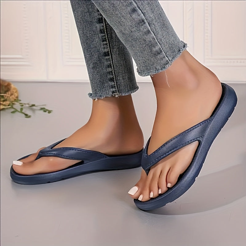 Women's Soft EVA Slide Sandals - Slip-On Flat Sole Casual Slippers for All Seasons, Beach, Work & Daily Wear - Black/Blue/White/Beige, Beach Footwear, Plain Slipon, Comfortable Footwear