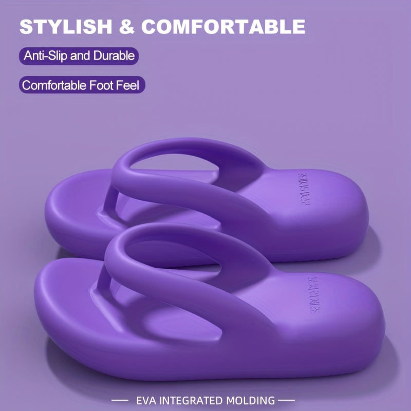 Women'S EVA Flip Flops | Stylish & Comfortable Thick Sole Beach Sandals | Anti-Slip, Durable, All-Season Slip-On Footwear with Flat Heel | Purple, Non-Slip Sandals | Casual Summer Footwear | EVA Material, Beach Shoes