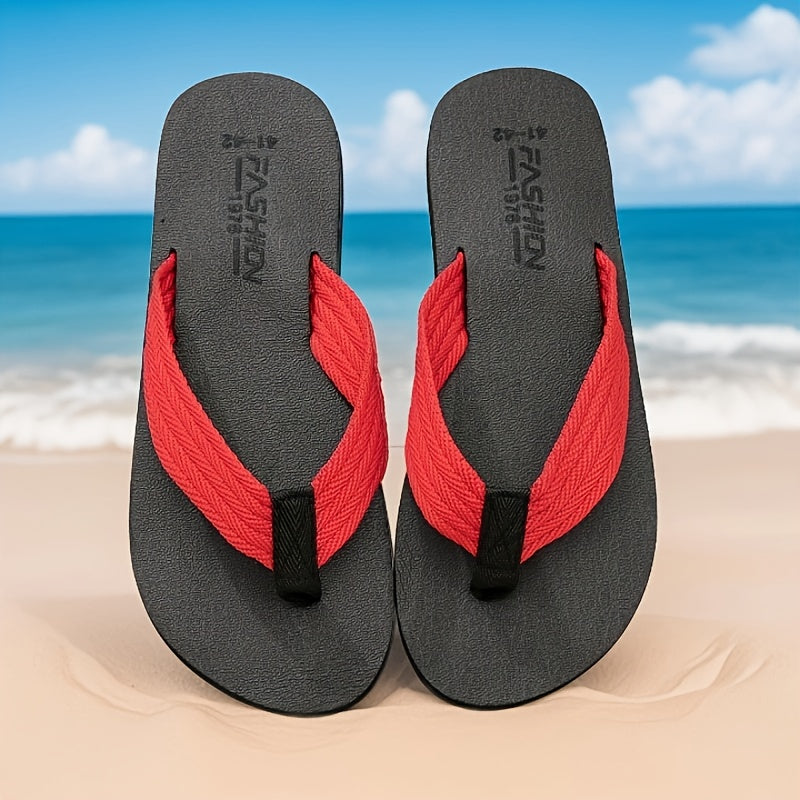 [Soft Flip Flops] Super Soft Men's Flip Flops | Non-Slip Thick EVA Sole Beach Sandals with Black & Orange Accents, Lightweight Durable Casual Slippers for Outdoor, Hiking, Camping, Bathroom & Home Use, Anti-Odor Fabric, Summer Sandals