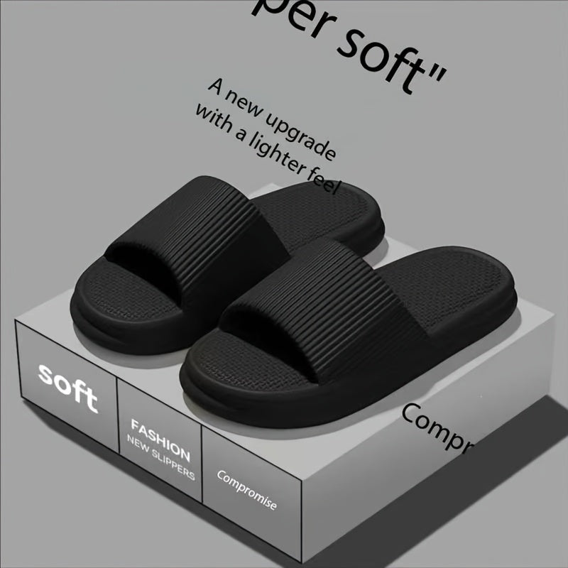 Unisex Summer Slides - Soft, Non-Slip EVA Thick Sole Sandals for Men and Women, Lightweight & Comfortable Casual Beach Flip-Flops, Fashionable White Design with Upgraded Lighter Feel, Beach Shoes, Comfortable Footwear, Slipon Footwear, Cushioned Insole