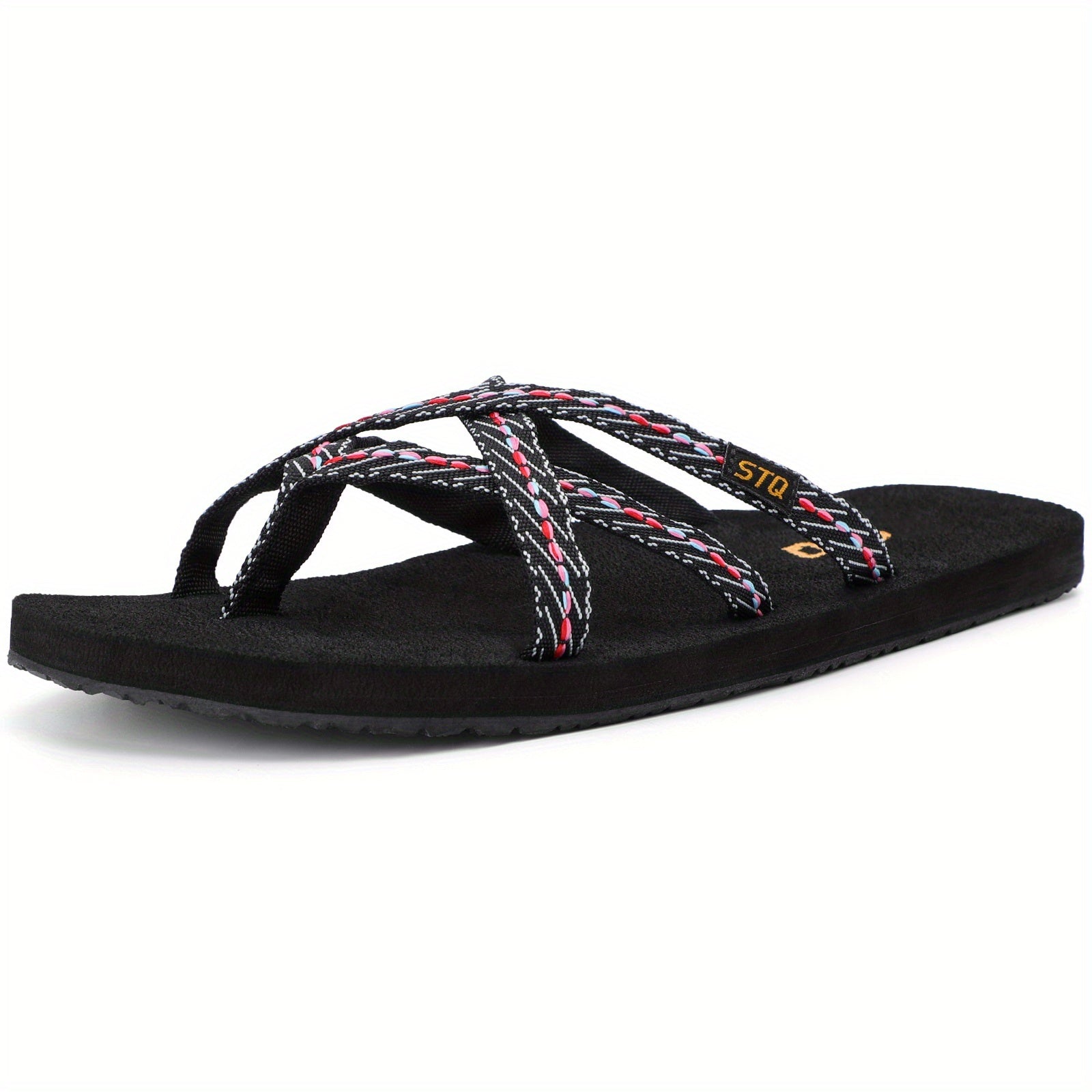 Women'S Lightweight Anti-Skid Beach Slides - Open Toe Cross Strap Flat Slippers with EVA Sole, Fabric Upper & EVA Insole for Summer Vacation, Casual Slide Sandals|Eva Sole Design|Fabric Upper Slippers, Summer Sandals