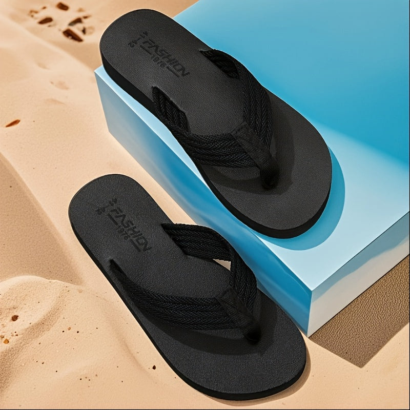 [Soft Flip Flops] Super Soft Men's Flip Flops | Non-Slip Thick EVA Sole Beach Sandals with Black & Orange Accents, Lightweight Durable Casual Slippers for Outdoor, Hiking, Camping, Bathroom & Home Use, Anti-Odor Fabric, Summer Sandals