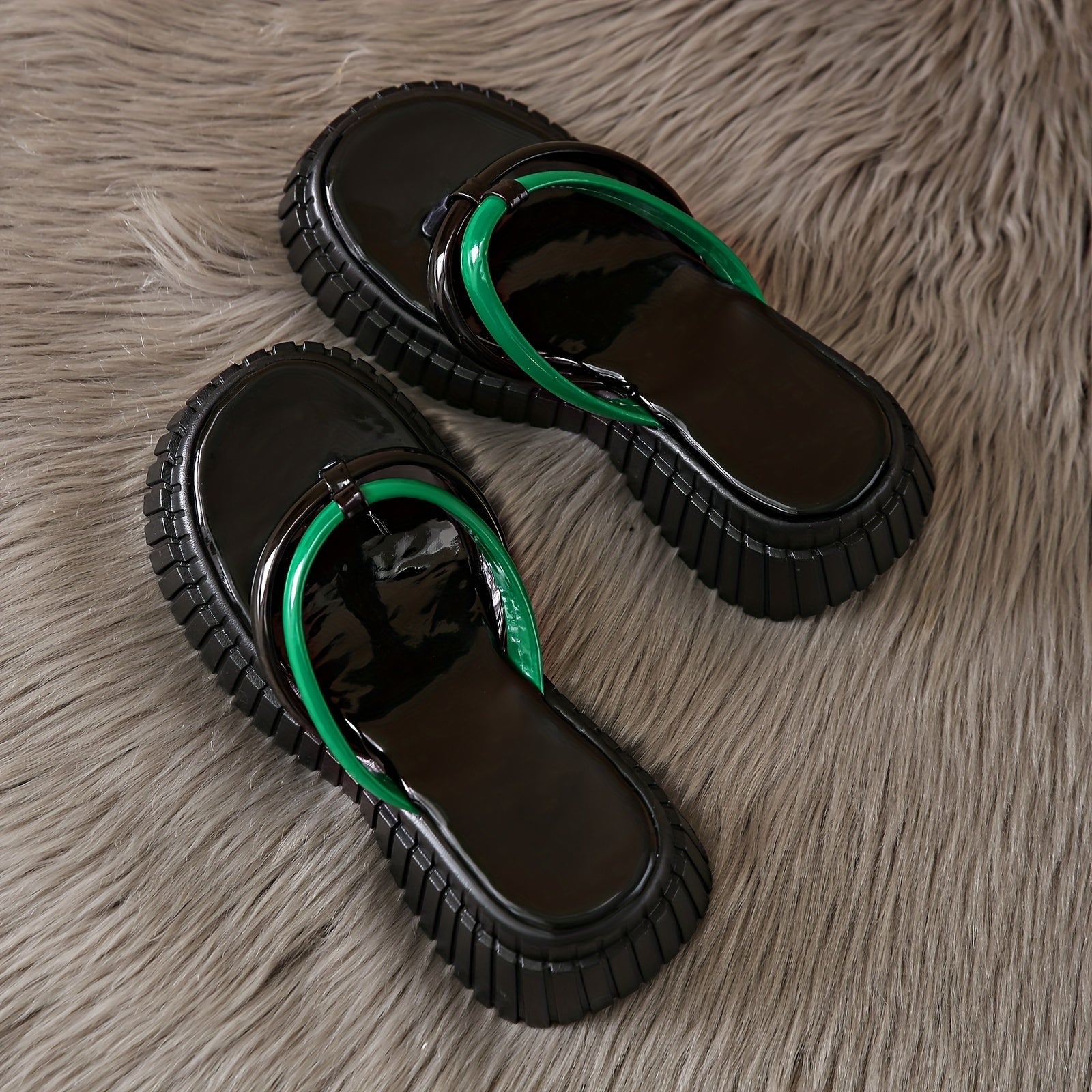 [Thick Sole Trendy Flip Flop] Women's Trendy Solid Color Thick Sole Flip Flop, Soft Comfortable Non Slip Sports Sandals, Casual Versatile Open Toe Slides Slippers