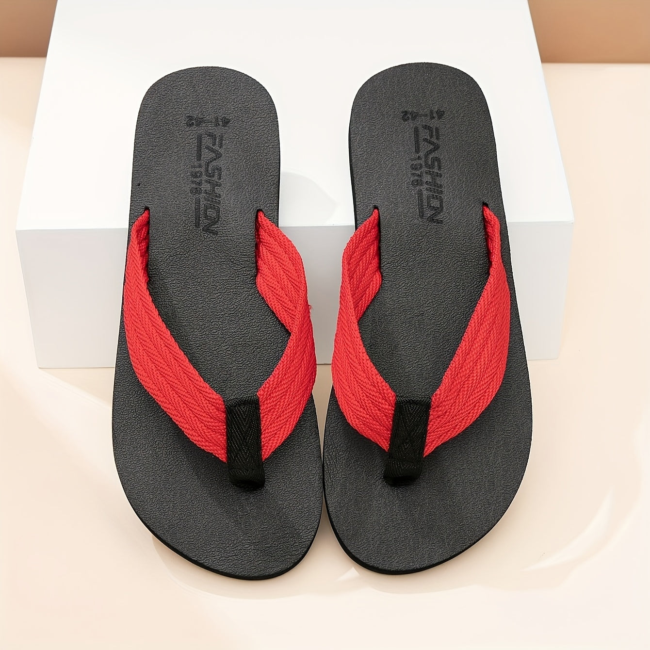 [Soft Flip Flops] Super Soft Men's Flip Flops | Non-Slip Thick EVA Sole Beach Sandals with Black & Orange Accents, Lightweight Durable Casual Slippers for Outdoor, Hiking, Camping, Bathroom & Home Use, Anti-Odor Fabric, Summer Sandals