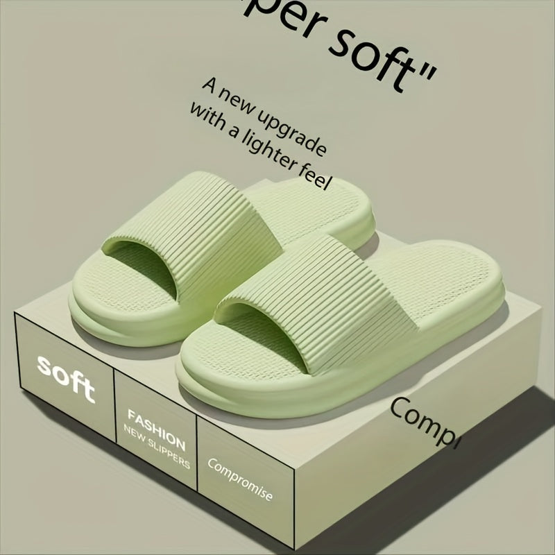 Unisex Summer Slides - Soft, Non-Slip EVA Thick Sole Sandals for Men and Women, Lightweight & Comfortable Casual Beach Flip-Flops, Fashionable White Design with Upgraded Lighter Feel, Beach Shoes, Comfortable Footwear, Slipon Footwear, Cushioned Insole