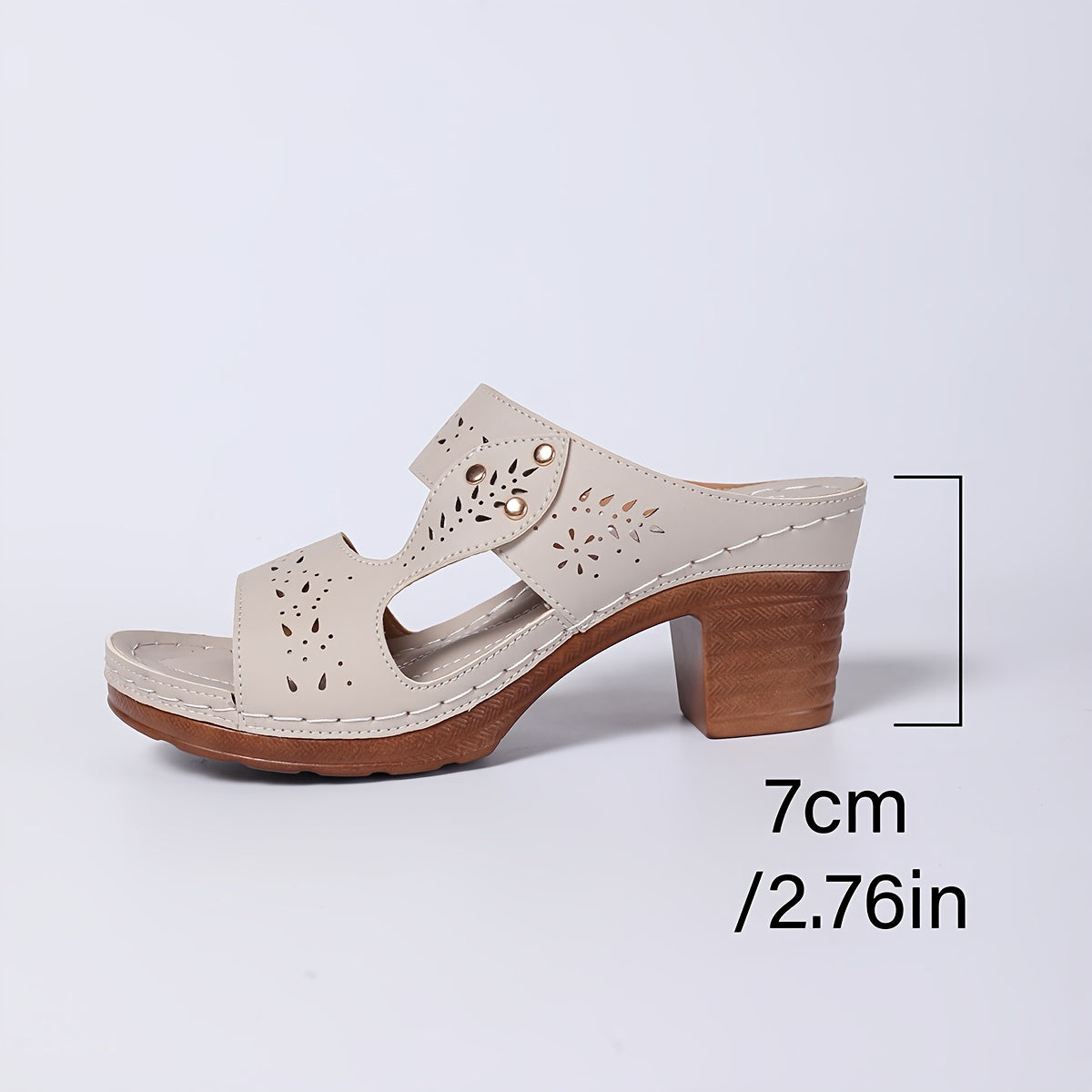 Women's Summer Adjustable Ankle Strap Wedge Sandals, Comfortable Non-Slip Thick Sole Casual Shoes with Breathable Details, Open Toe Design, Vacation Slides | Strappy Sandals with Metal Embellishments, Hand-Stitched, Fashionably Minimalist Elegant