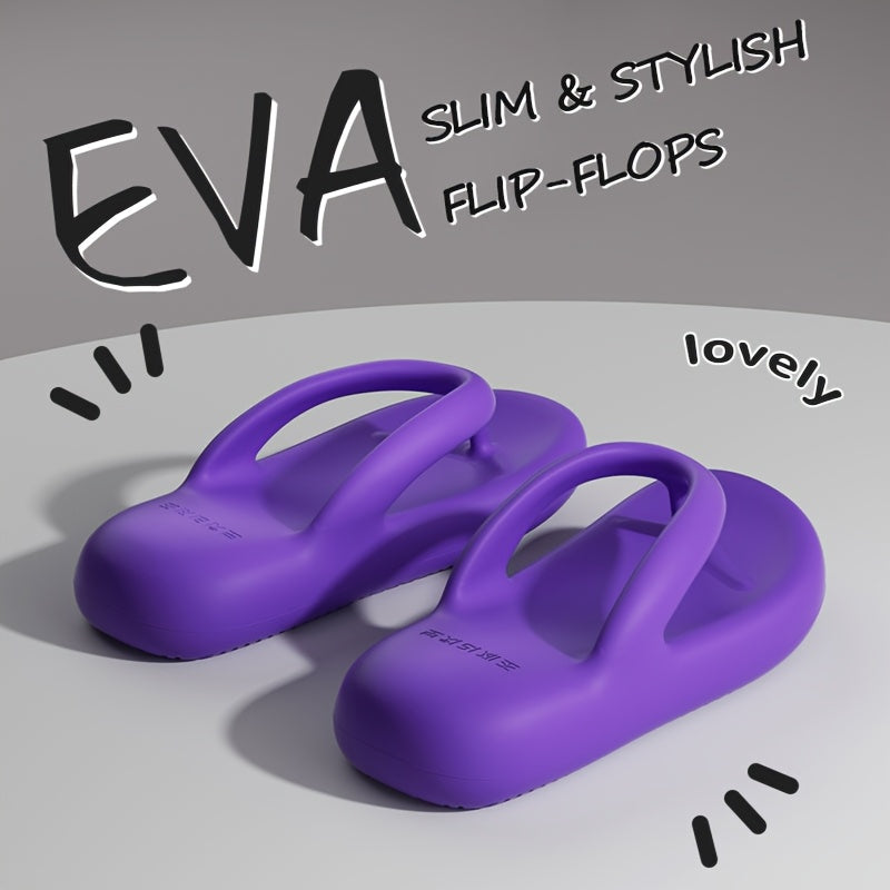 Women'S EVA Flip Flops | Stylish & Comfortable Thick Sole Beach Sandals | Anti-Slip, Durable, All-Season Slip-On Footwear with Flat Heel | Purple, Non-Slip Sandals | Casual Summer Footwear | EVA Material, Beach Shoes