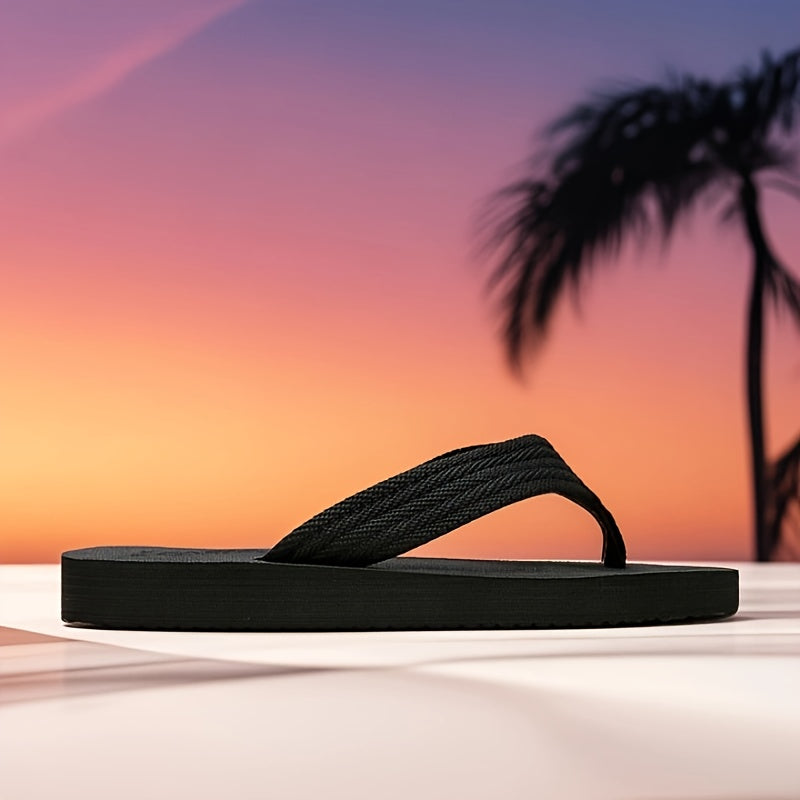 [Soft Flip Flops] Super Soft Men's Flip Flops | Non-Slip Thick EVA Sole Beach Sandals with Black & Orange Accents, Lightweight Durable Casual Slippers for Outdoor, Hiking, Camping, Bathroom & Home Use, Anti-Odor Fabric, Summer Sandals