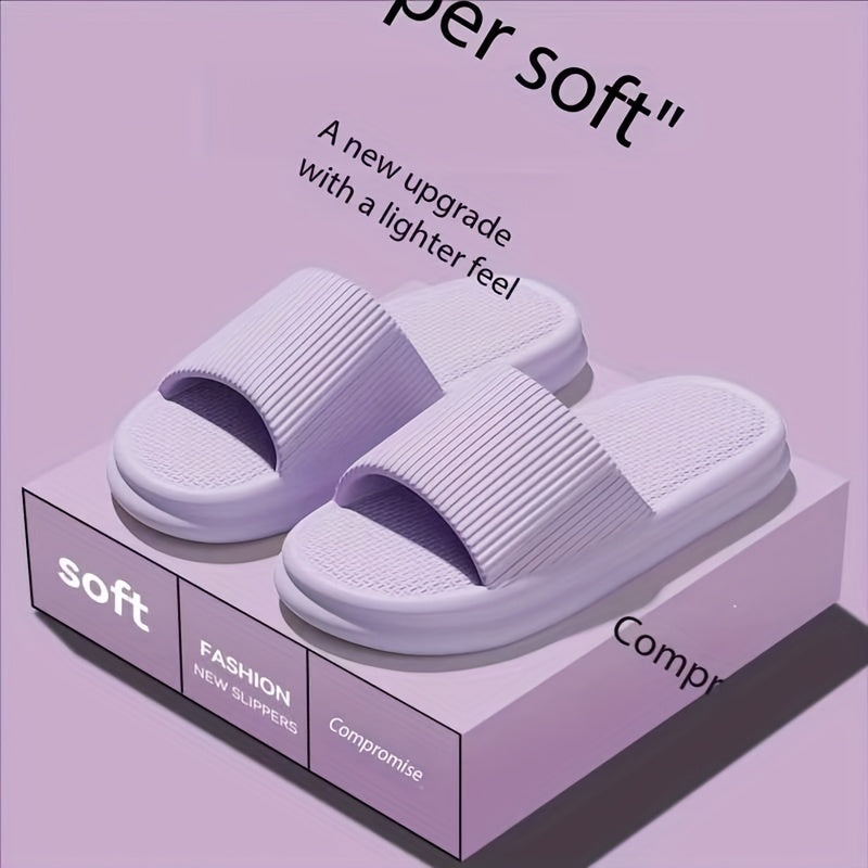 Unisex Summer Slides - Soft, Non-Slip EVA Thick Sole Sandals for Men and Women, Lightweight & Comfortable Casual Beach Flip-Flops, Fashionable White Design with Upgraded Lighter Feel, Beach Shoes, Comfortable Footwear, Slipon Footwear, Cushioned Insole