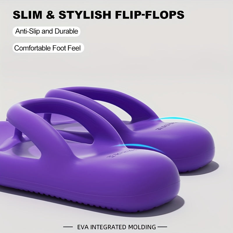 Women'S EVA Flip Flops | Stylish & Comfortable Thick Sole Beach Sandals | Anti-Slip, Durable, All-Season Slip-On Footwear with Flat Heel | Purple, Non-Slip Sandals | Casual Summer Footwear | EVA Material, Beach Shoes