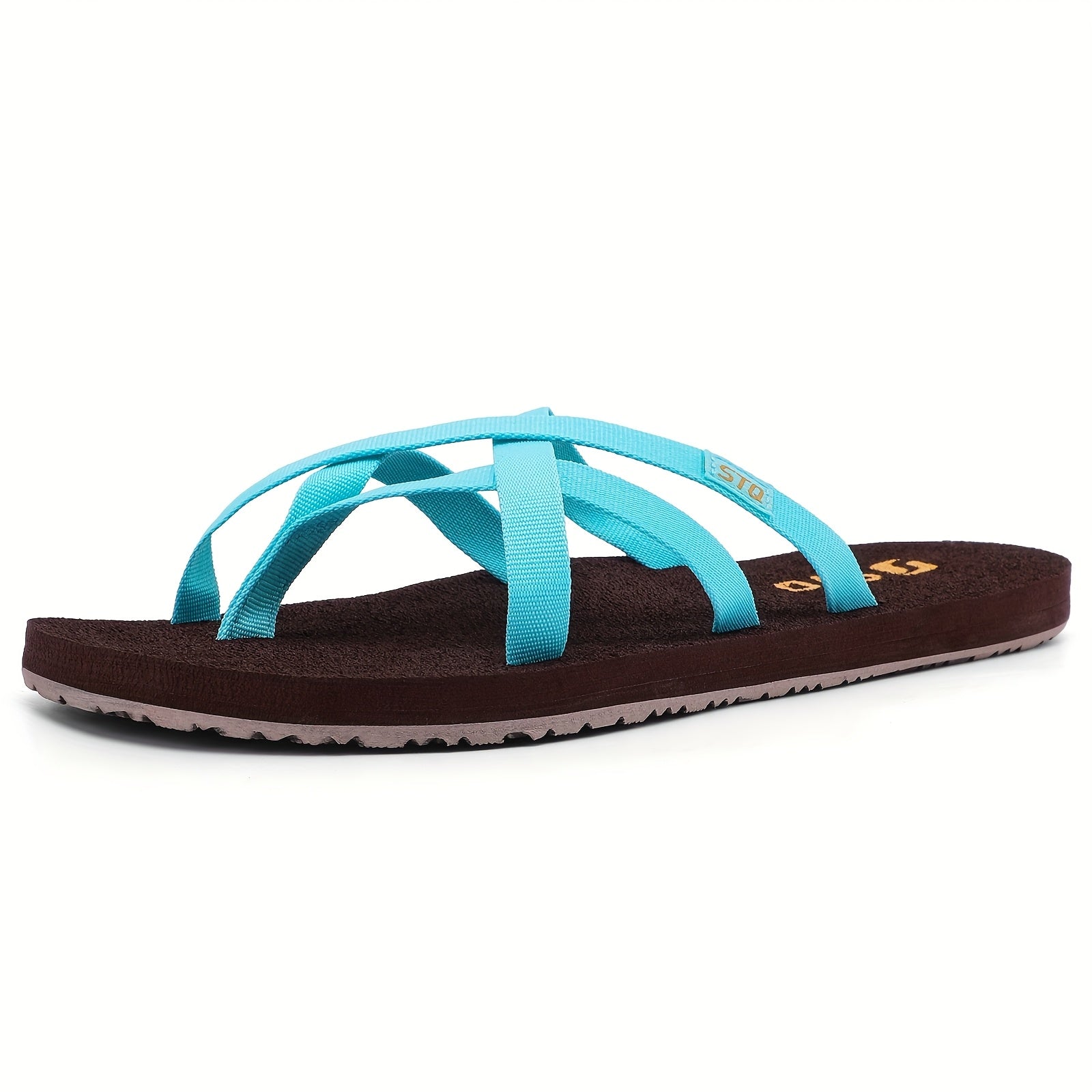 Women'S Lightweight Anti-Skid Beach Slides - Open Toe Cross Strap Flat Slippers with EVA Sole, Fabric Upper & EVA Insole for Summer Vacation, Casual Slide Sandals|Eva Sole Design|Fabric Upper Slippers, Summer Sandals