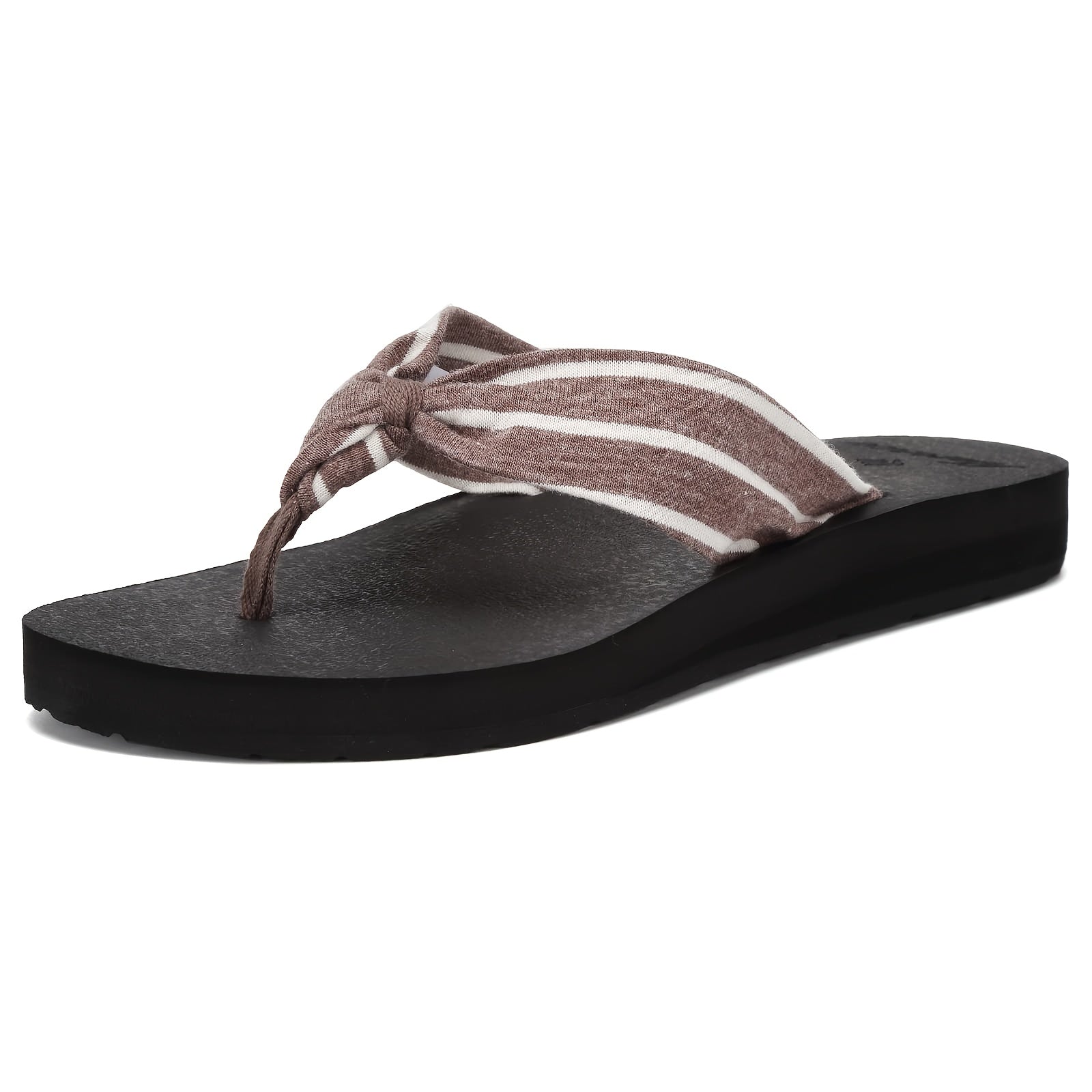Women'S Lightweight Flip Flops - Comfortable, Non-Slip EVA Sole, Flat Heel, Striped Pattern, Indoor/Outdoor Beach Slippers for Summer, Casual Slip-On Style, Summer Sandals | Casual Flip Flops | EVA Sole Slippers, Strappy Sandals