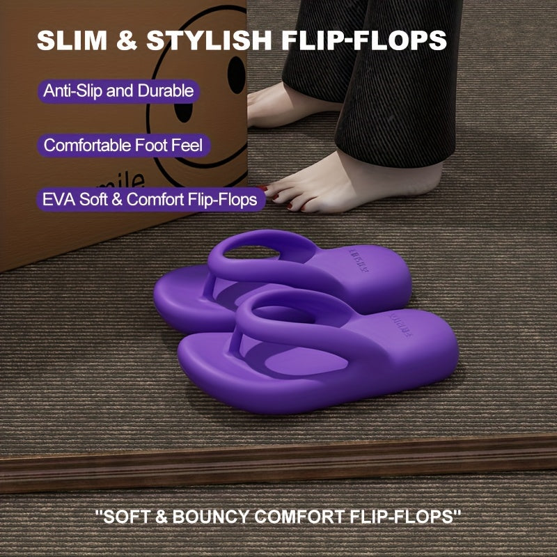 Women'S EVA Flip Flops | Stylish & Comfortable Thick Sole Beach Sandals | Anti-Slip, Durable, All-Season Slip-On Footwear with Flat Heel | Purple, Non-Slip Sandals | Casual Summer Footwear | EVA Material, Beach Shoes