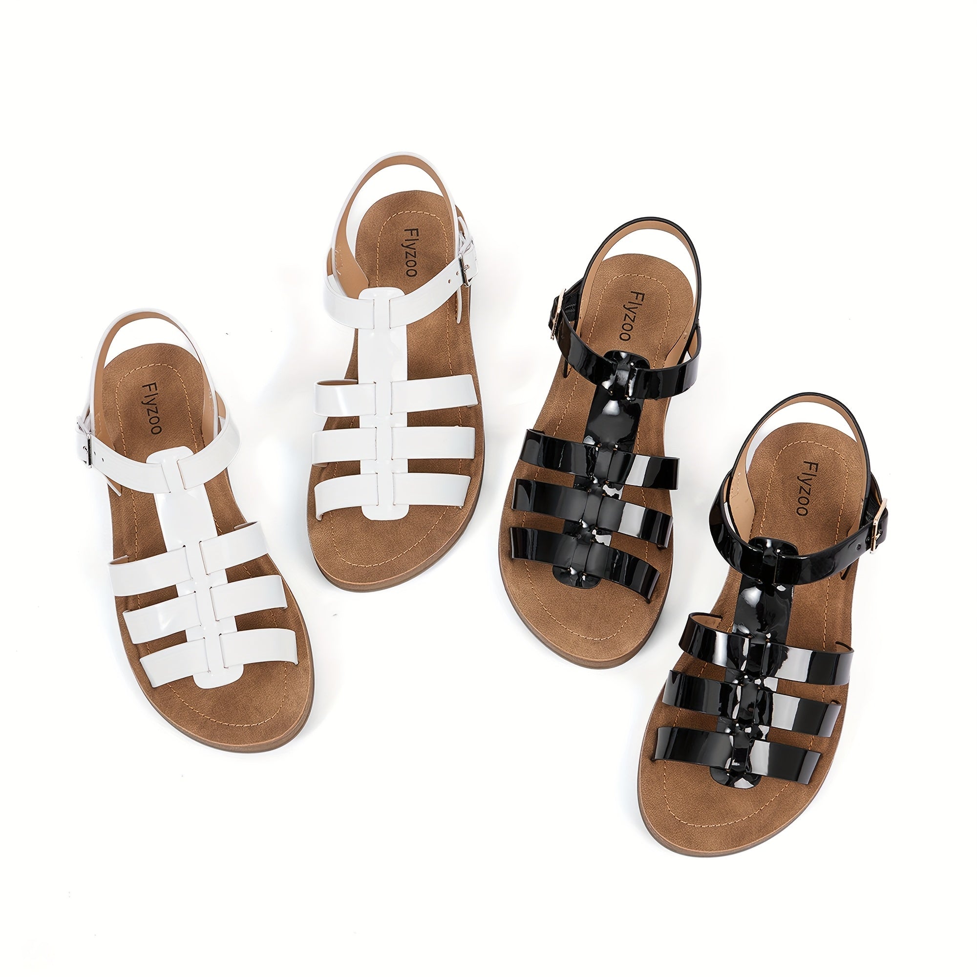 1 Pair Women'S Stylish Flat Sandals - Comfortable, Durable, and Versatile for Beach, Summer, and Casual Wear with Buckle Closure, Open Toe Design, and Synthetic Cover Upper and Sole