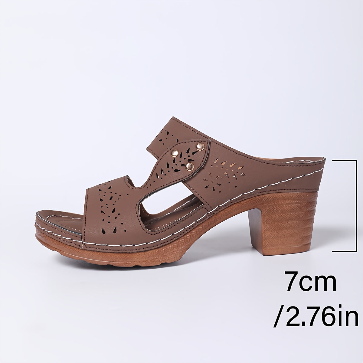 Women's Summer Adjustable Ankle Strap Wedge Sandals, Comfortable Non-Slip Thick Sole Casual Shoes with Breathable Details, Open Toe Design, Vacation Slides | Strappy Sandals with Metal Embellishments, Hand-Stitched, Fashionably Minimalist Elegant