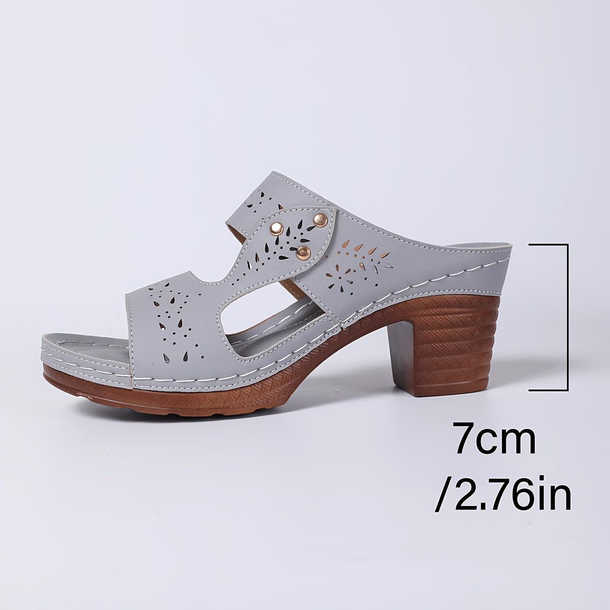 Women's Summer Adjustable Ankle Strap Wedge Sandals, Comfortable Non-Slip Thick Sole Casual Shoes with Breathable Details, Open Toe Design, Vacation Slides | Strappy Sandals with Metal Embellishments, Hand-Stitched, Fashionably Minimalist Elegant