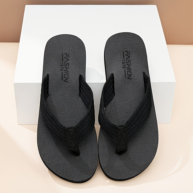 [Soft Flip Flops] Super Soft Men's Flip Flops | Non-Slip Thick EVA Sole Beach Sandals with Black & Orange Accents, Lightweight Durable Casual Slippers for Outdoor, Hiking, Camping, Bathroom & Home Use, Anti-Odor Fabric, Summer Sandals