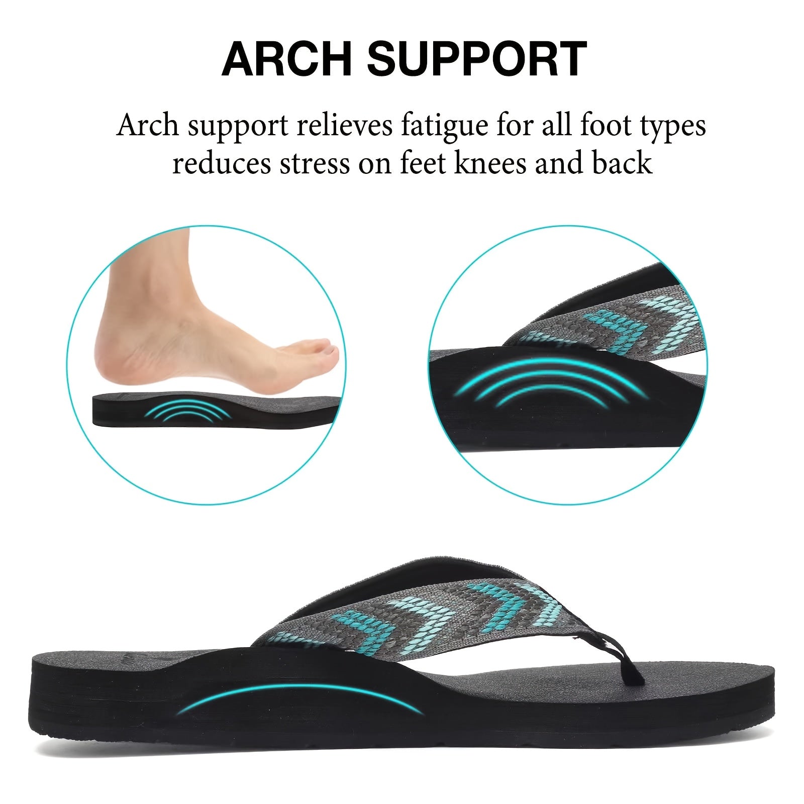 Women'S Lightweight Flip Flops - Comfortable, Non-Slip EVA Sole, Flat Heel, Striped Pattern, Indoor/Outdoor Beach Slippers for Summer, Casual Slip-On Style, Summer Sandals | Casual Flip Flops | EVA Sole Slippers, Strappy Sandals