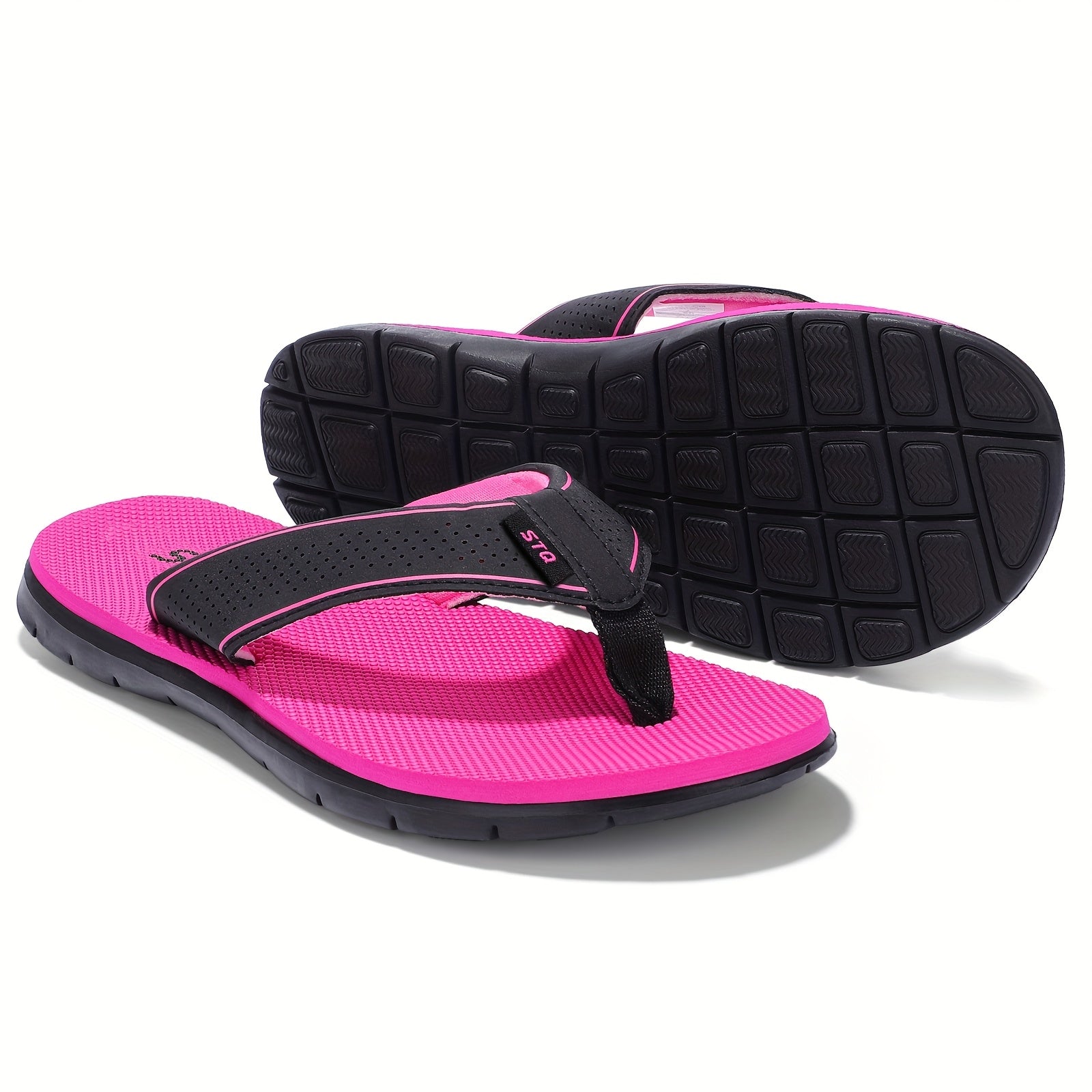 STQ Women's Non-Slip Lightweight Flip Flops with Yoga Mat Texture - Slip-On Thick Cushioned EVA Sole, Breathable Fabric Upper for Beach, Pool, Yoga & Casual Summer Wear, Pool Flip Flops | Minimalist Design | EVA Cushioned Sole