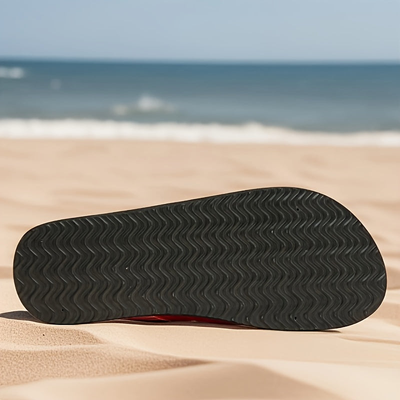 [Soft Flip Flops] Super Soft Men's Flip Flops | Non-Slip Thick EVA Sole Beach Sandals with Black & Orange Accents, Lightweight Durable Casual Slippers for Outdoor, Hiking, Camping, Bathroom & Home Use, Anti-Odor Fabric, Summer Sandals
