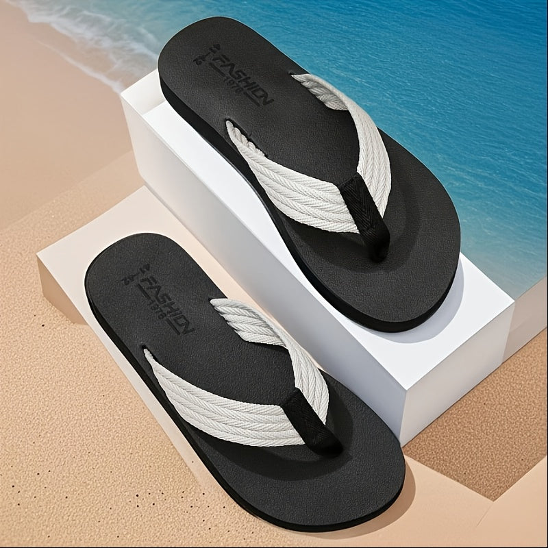 [Soft Flip Flops] Super Soft Men's Flip Flops | Non-Slip Thick EVA Sole Beach Sandals with Black & Orange Accents, Lightweight Durable Casual Slippers for Outdoor, Hiking, Camping, Bathroom & Home Use, Anti-Odor Fabric, Summer Sandals