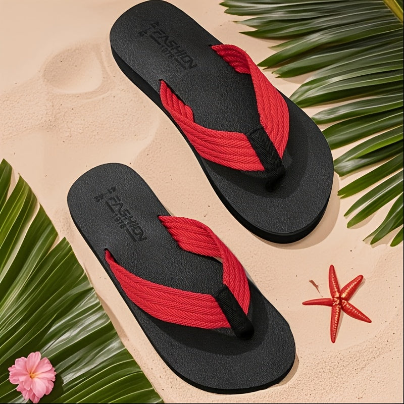 [Soft Flip Flops] Super Soft Men's Flip Flops | Non-Slip Thick EVA Sole Beach Sandals with Black & Orange Accents, Lightweight Durable Casual Slippers for Outdoor, Hiking, Camping, Bathroom & Home Use, Anti-Odor Fabric, Summer Sandals