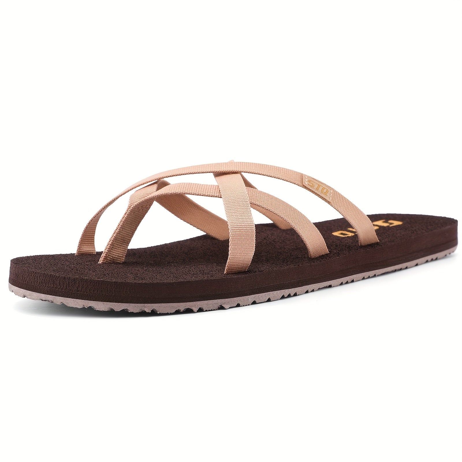 Women'S Lightweight Anti-Skid Beach Slides - Open Toe Cross Strap Flat Slippers with EVA Sole, Fabric Upper & EVA Insole for Summer Vacation, Casual Slide Sandals|Eva Sole Design|Fabric Upper Slippers, Summer Sandals