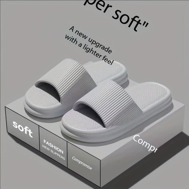 Unisex Summer Slides - Soft, Non-Slip EVA Thick Sole Sandals for Men and Women, Lightweight & Comfortable Casual Beach Flip-Flops, Fashionable White Design with Upgraded Lighter Feel, Beach Shoes, Comfortable Footwear, Slipon Footwear, Cushioned Insole