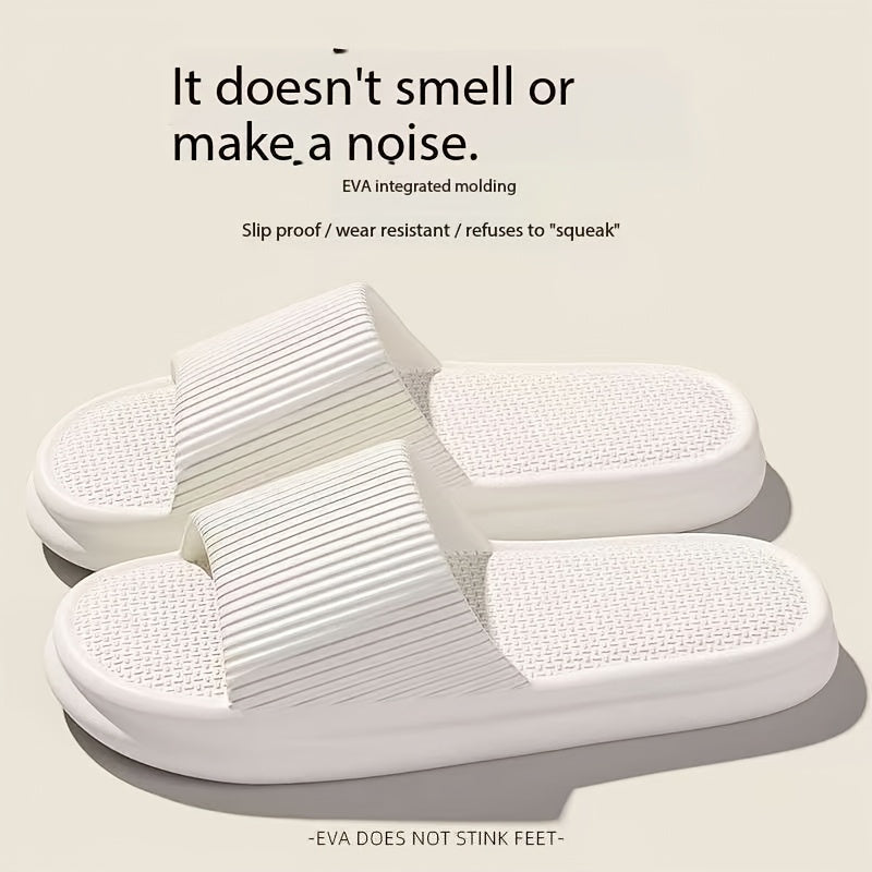 Unisex Summer Slides - Soft, Non-Slip EVA Thick Sole Sandals for Men and Women, Lightweight & Comfortable Casual Beach Flip-Flops, Fashionable White Design with Upgraded Lighter Feel, Beach Shoes, Comfortable Footwear, Slipon Footwear, Cushioned Insole