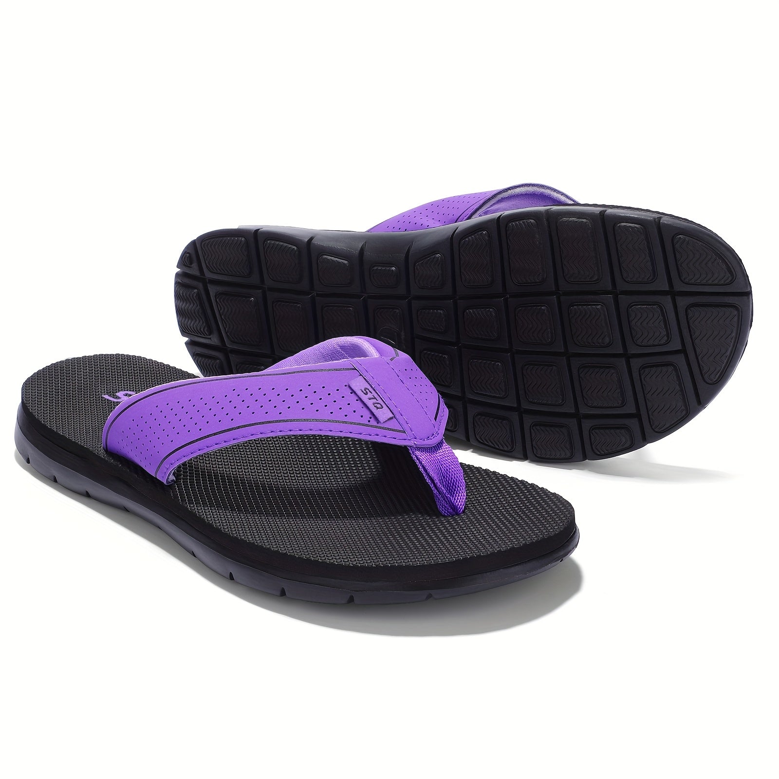 STQ Women's Non-Slip Lightweight Flip Flops with Yoga Mat Texture - Slip-On Thick Cushioned EVA Sole, Breathable Fabric Upper for Beach, Pool, Yoga & Casual Summer Wear, Pool Flip Flops | Minimalist Design | EVA Cushioned Sole