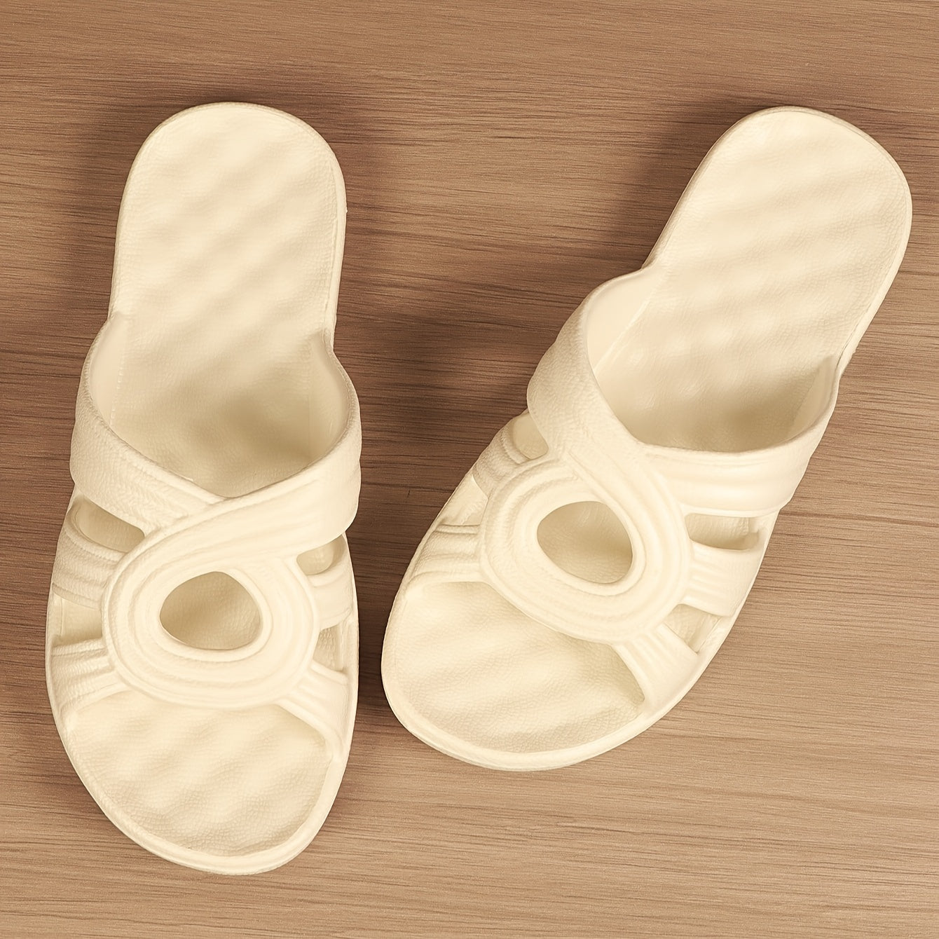 Stylish Womens Hollow Out Flat Slides - Soft, Breathable, Minimalist Design, Solid Color, Summer Outdoor Shoes for Holiday, Beach, Pool, and Casual Wear
