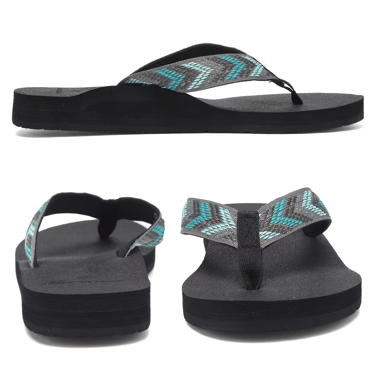 Women'S Lightweight Flip Flops - Comfortable, Non-Slip EVA Sole, Flat Heel, Striped Pattern, Indoor/Outdoor Beach Slippers for Summer, Casual Slip-On Style, Summer Sandals | Casual Flip Flops | EVA Sole Slippers, Strappy Sandals