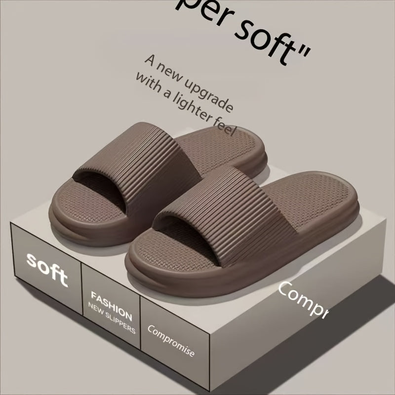 Unisex Summer Slides - Soft, Non-Slip EVA Thick Sole Sandals for Men and Women, Lightweight & Comfortable Casual Beach Flip-Flops, Fashionable White Design with Upgraded Lighter Feel, Beach Shoes, Comfortable Footwear, Slipon Footwear, Cushioned Insole