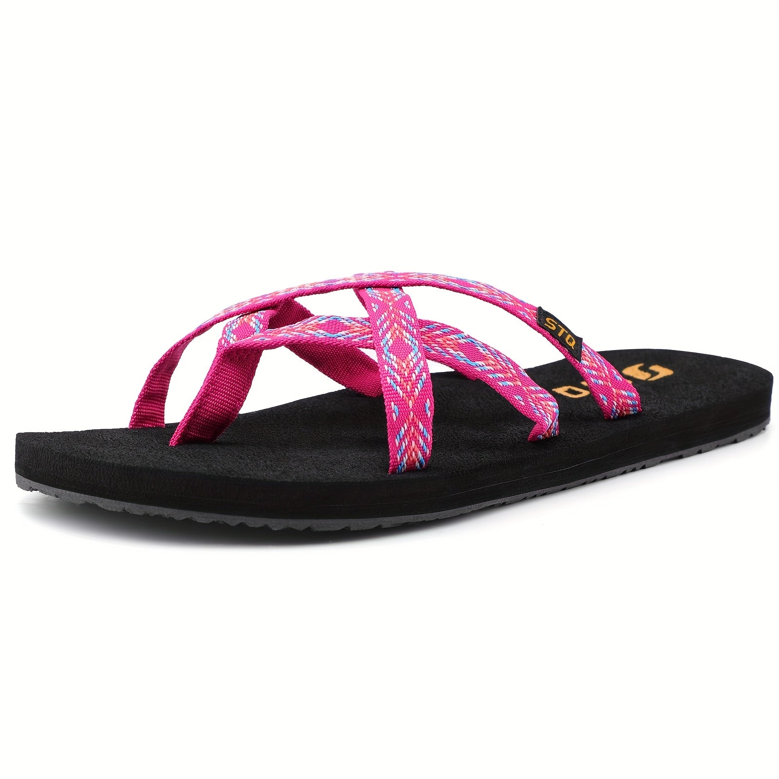 Women'S Lightweight Anti-Skid Beach Slides - Open Toe Cross Strap Flat Slippers with EVA Sole, Fabric Upper & EVA Insole for Summer Vacation, Casual Slide Sandals|Eva Sole Design|Fabric Upper Slippers, Summer Sandals